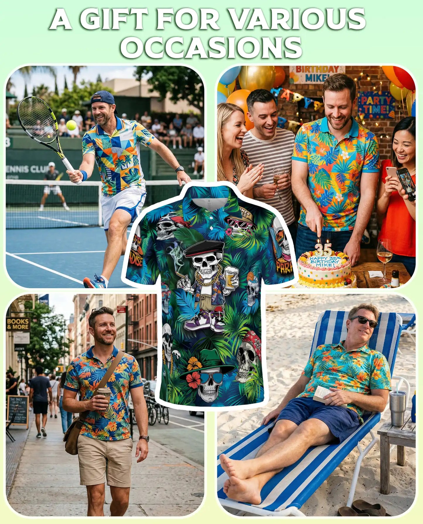 Skull Hawaiian Polo Shirt – Funny Skeleton Summer Beach Shirt | Azhobbyshop
