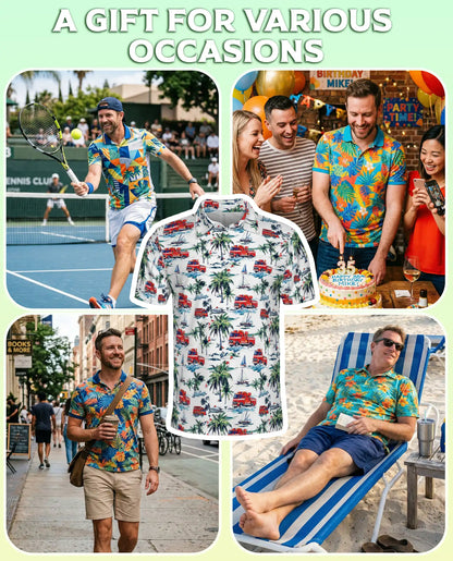 Fire Truck Friend Tropical Beach Polo Shirt | Azhobbyshop