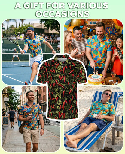 Spicy Chili Pepper 3D Polo Shirt for Men – Bold Food Lover Gift | Azhobbyshop