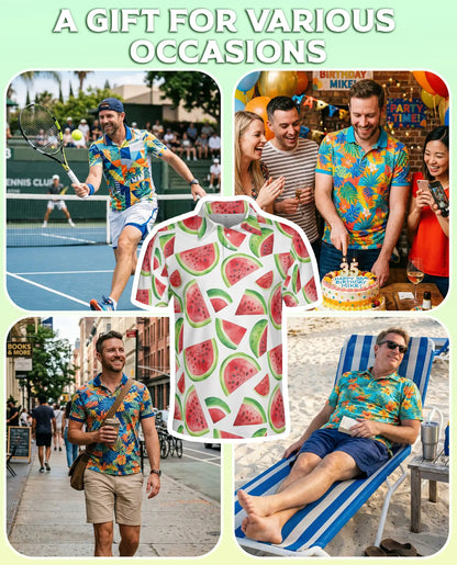 Watermelon Slice 3D Polo Shirt for Men – Fresh Summer Fruit Pattern | Azhobbyshop
