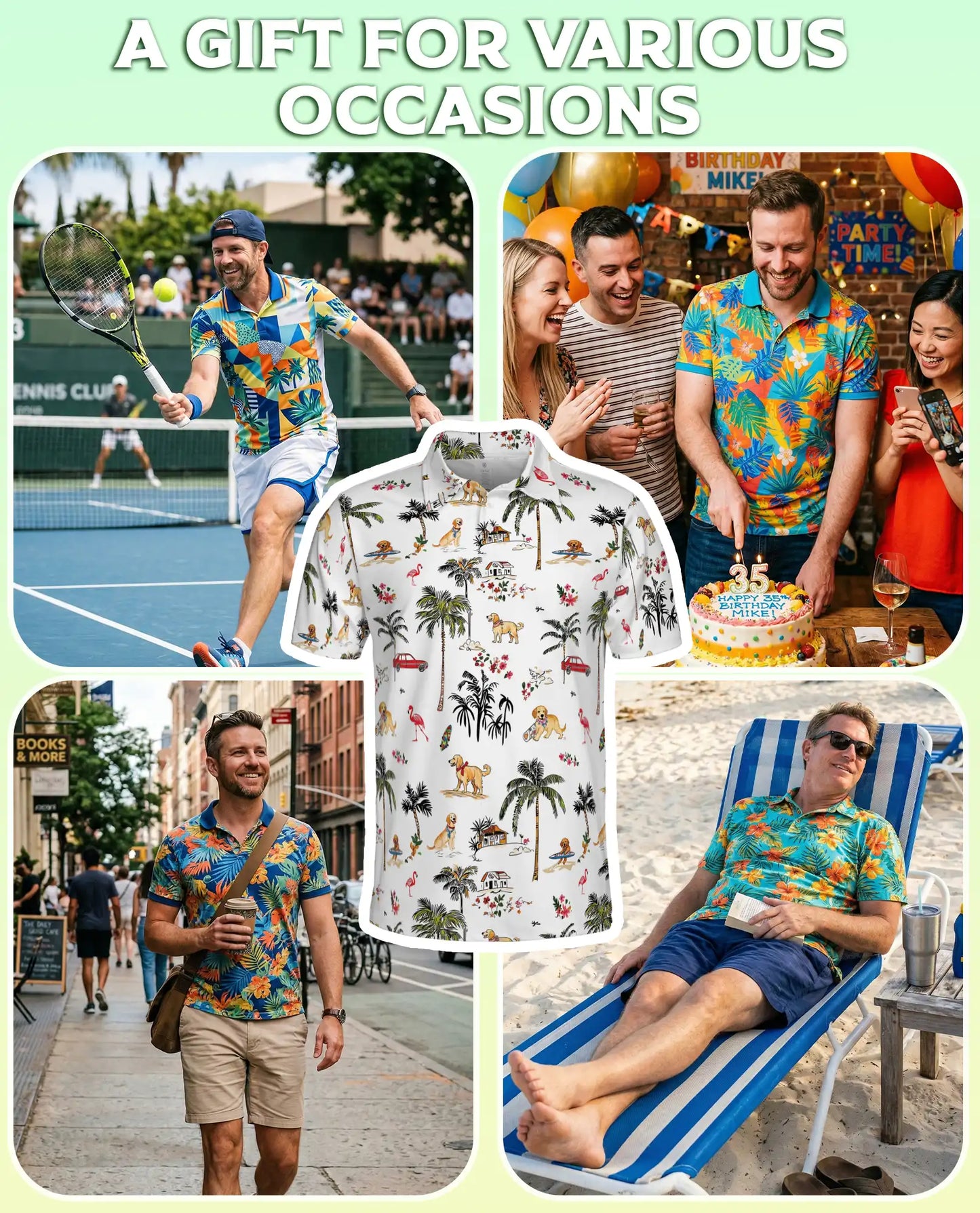 Golden Retriever Polo Shirt – Tropical Dog Beach Vibes | Azhobbyshop