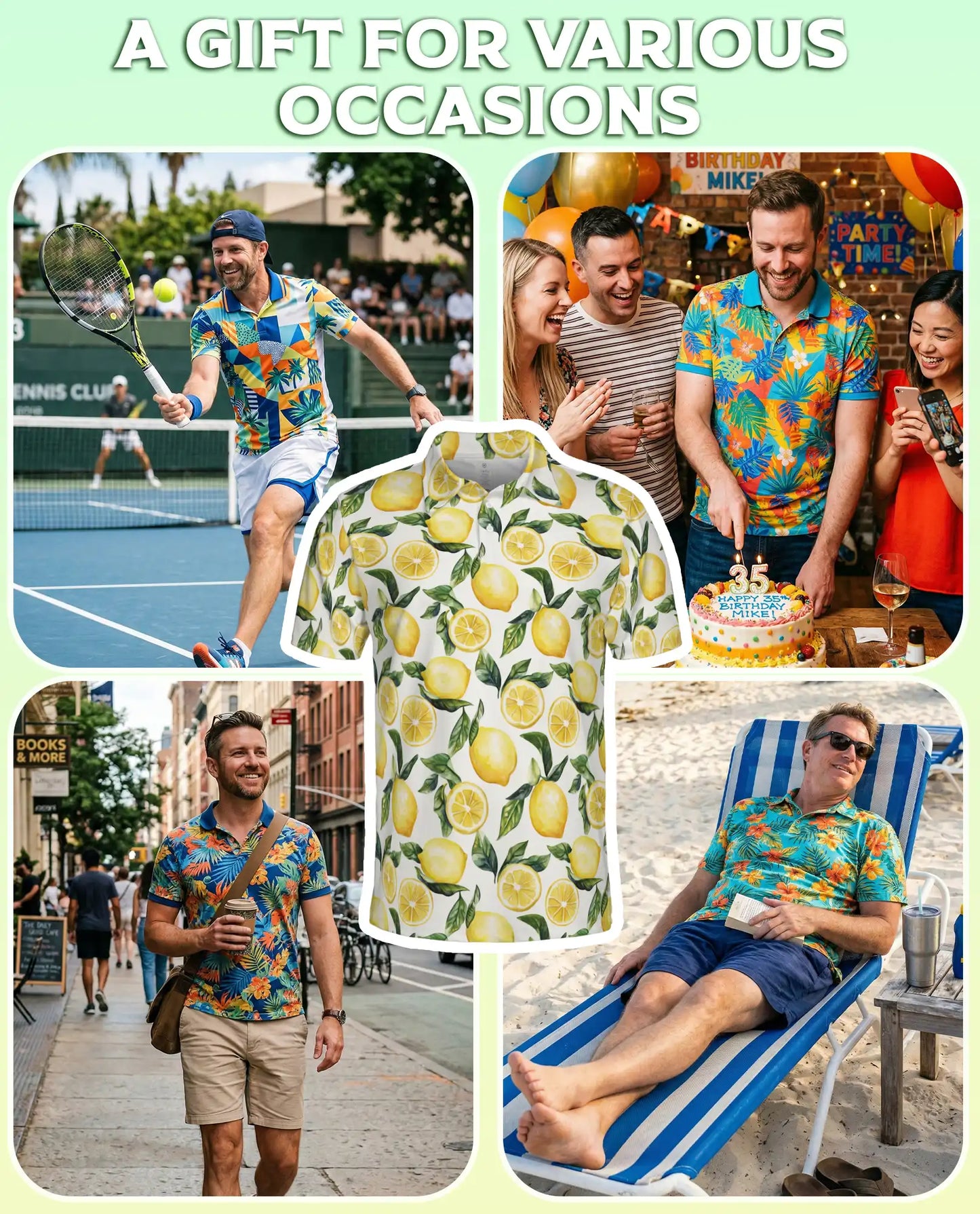 Lemon Fresh 3D Polo Shirt for Men – Citrus Fruit Summer Print | Azhobbyshop