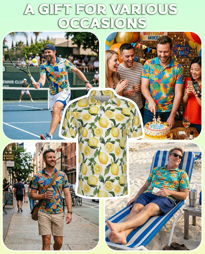 Lemon Fresh 3D Polo Shirt for Men – Citrus Fruit Summer Print | Azhobbyshop