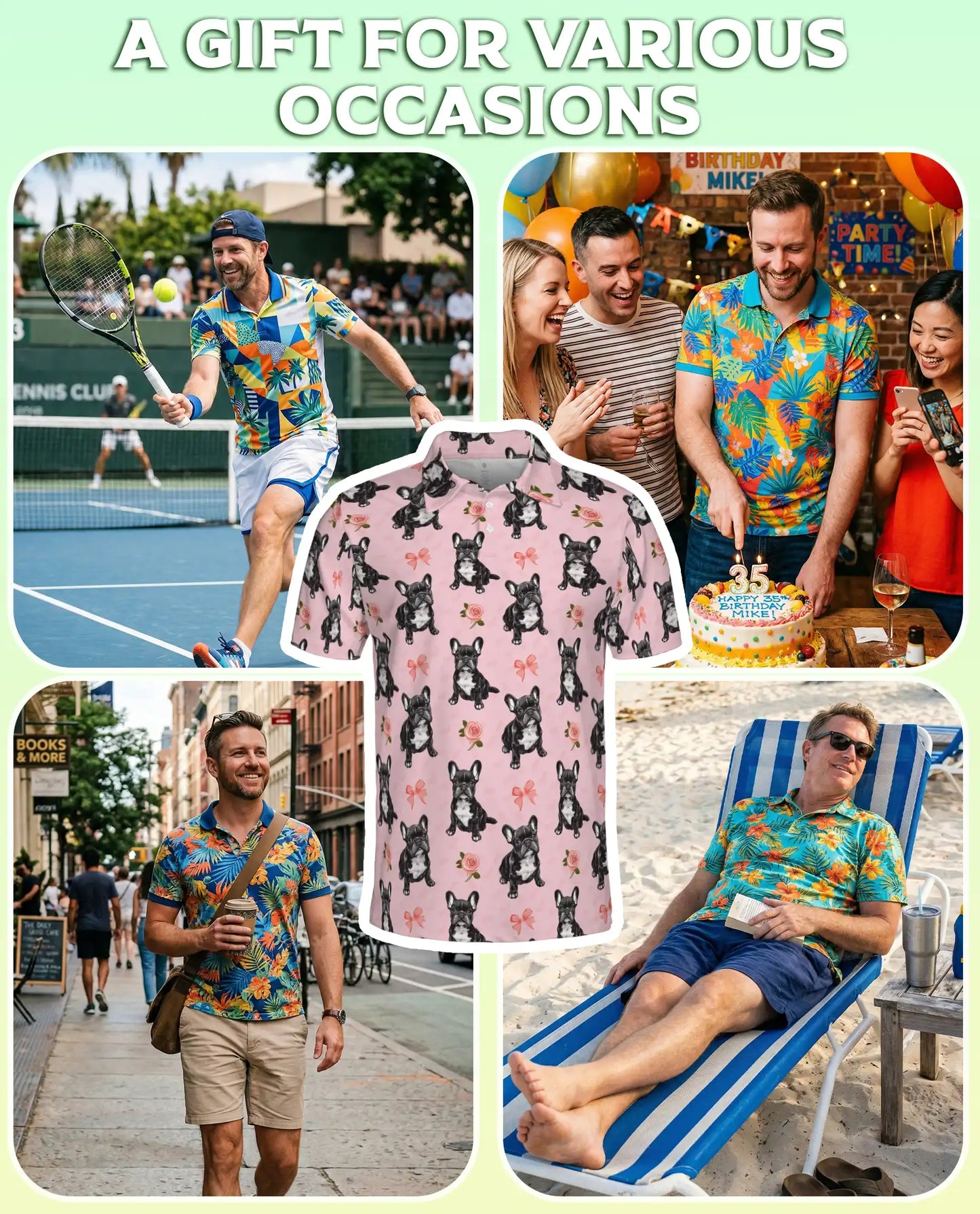 French Bulldog Floral Pattern Polo Shirt | Azhobbyshop