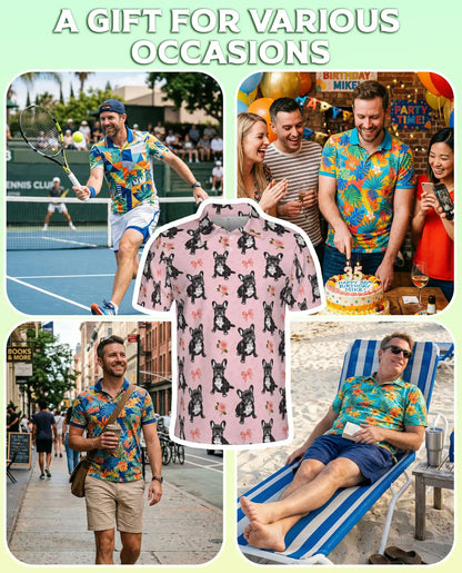 French Bulldog Floral Pattern Polo Shirt | Azhobbyshop