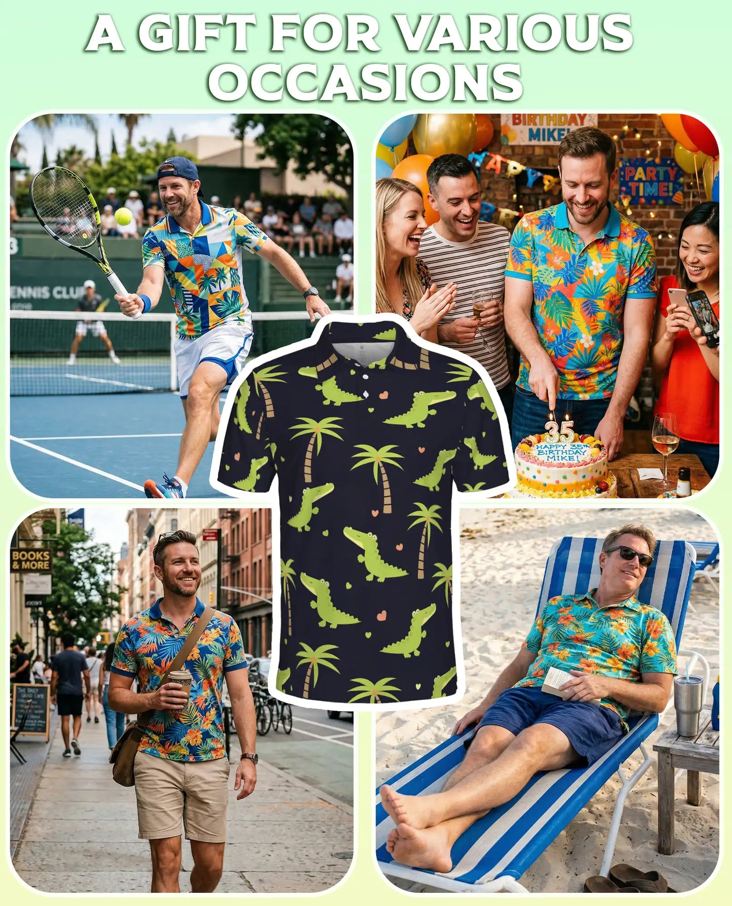 Cute Alligator Polo Shirt – Tropical Palm Tree Fun Style | Azhobbyshop