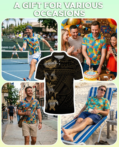 In The Ocean Polynesian 3D Polo Shirt – Hawaiian Tribal Sea Style | Azhobbyshop
