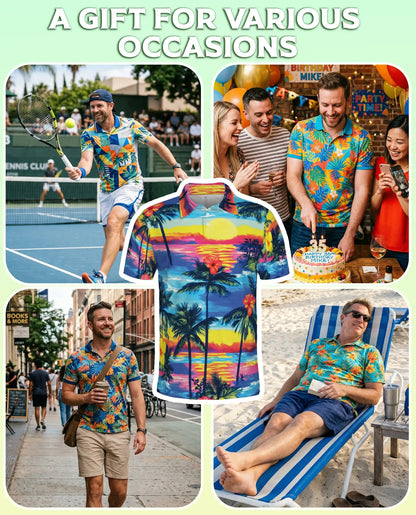 Diamond Head Hawaiian Polo Shirt – Tropical Sunset Hawaii Beach Shirt | Azhobbyshop