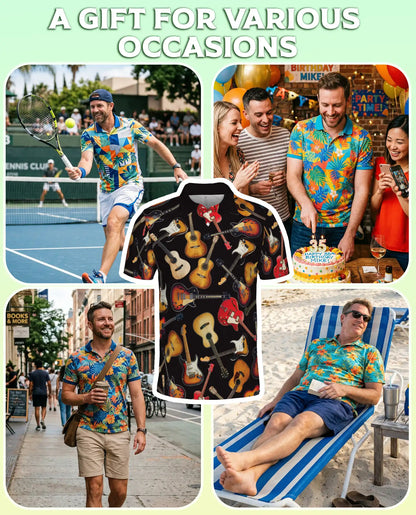 Guitar Polo Shirt- Music Lover Electric Acoustic Style | Azhobbyshop