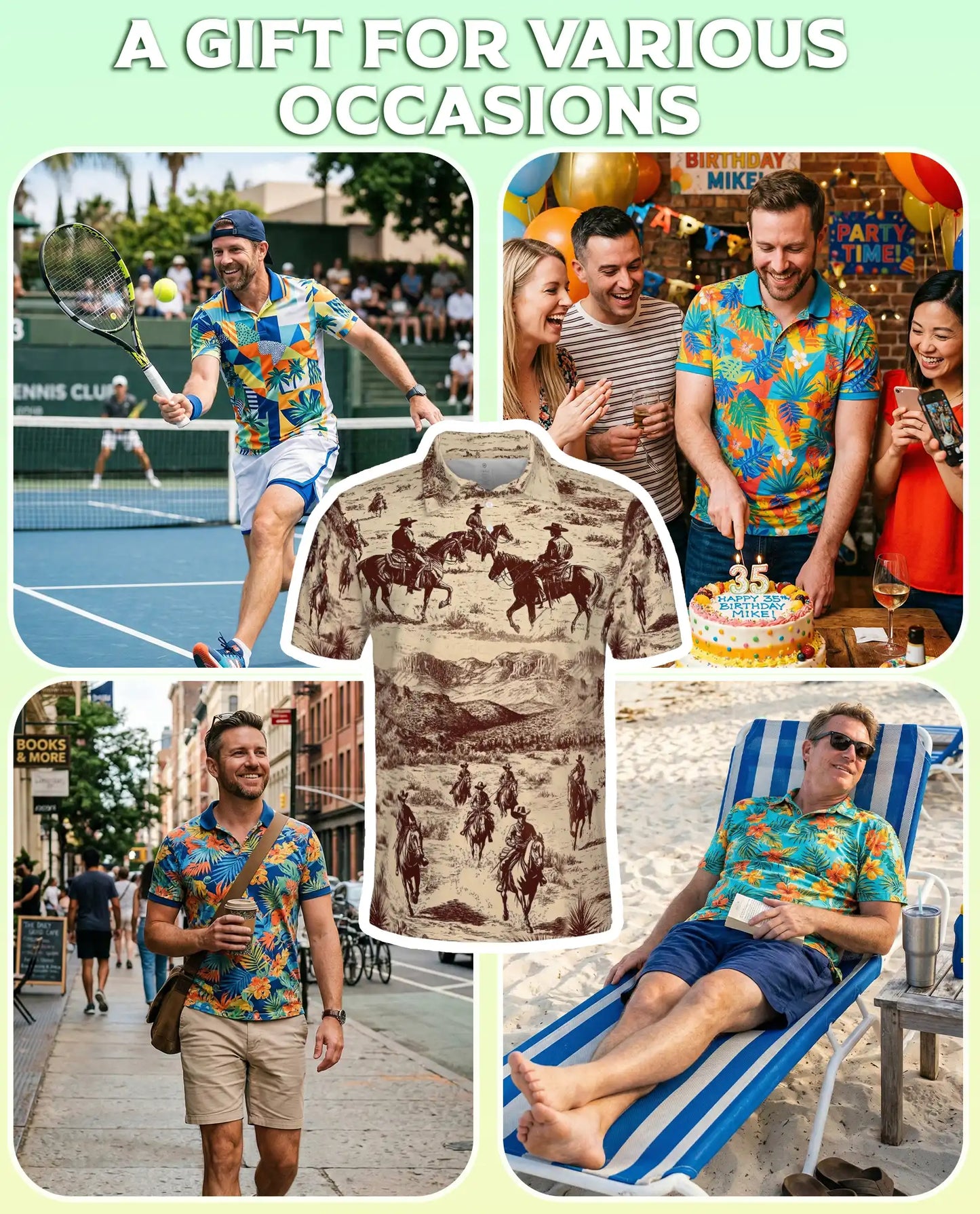 Western Cowboy 3D Polo Shirt for Men – Vintage Style | Azhobbyshop
