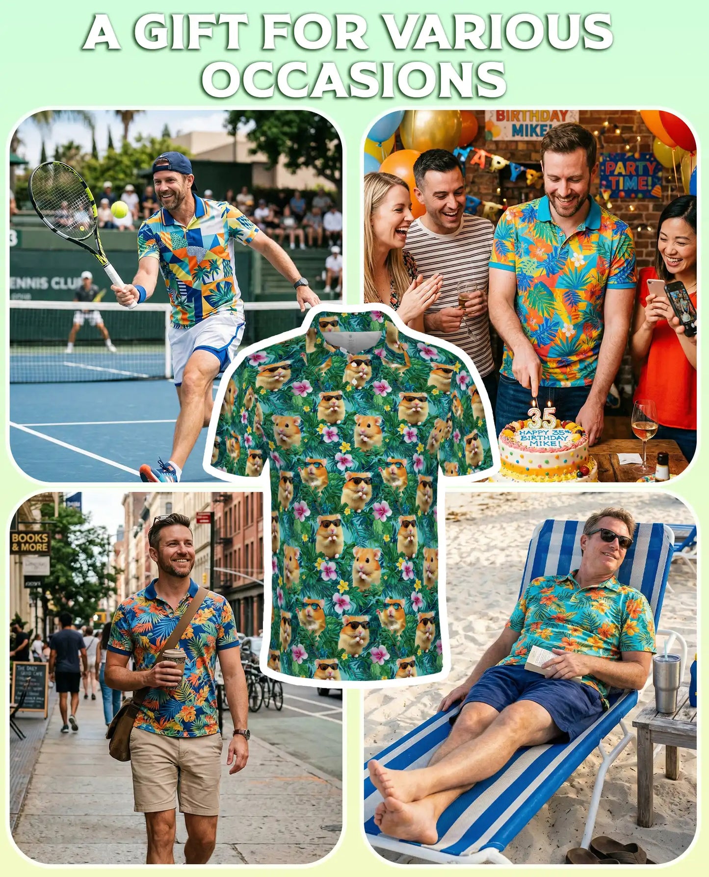 Cute Hamster Hawaiian Polo Shirt Tropical Summer Shirt | Azhobbyshop