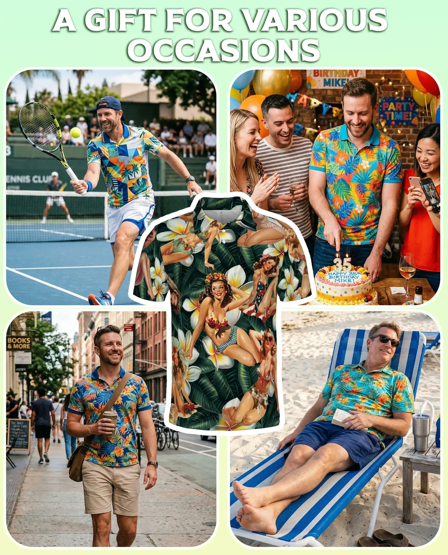 Vintage Pin Up Girl Hawaiian Polo Shirt- Retro Beach Style | Azhobbyshop