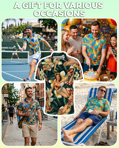 Vintage Pin Up Girl Hawaiian Polo Shirt- Retro Beach Style | Azhobbyshop