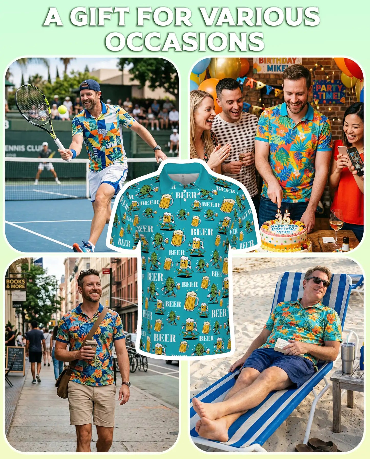 Funny Beer 3D Polo Shirt for Men – Skateboard Hop Party Design | Azhobbyshop