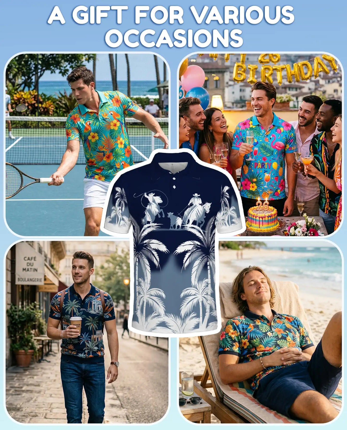 Cowboy Western 3D Polo Shirt for Men – Ranch Rodeo Tropical Style | Azhobbyshop