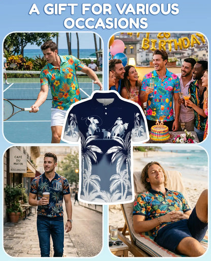 Cowboy Western 3D Polo Shirt for Men – Ranch Rodeo Tropical Style | Azhobbyshop