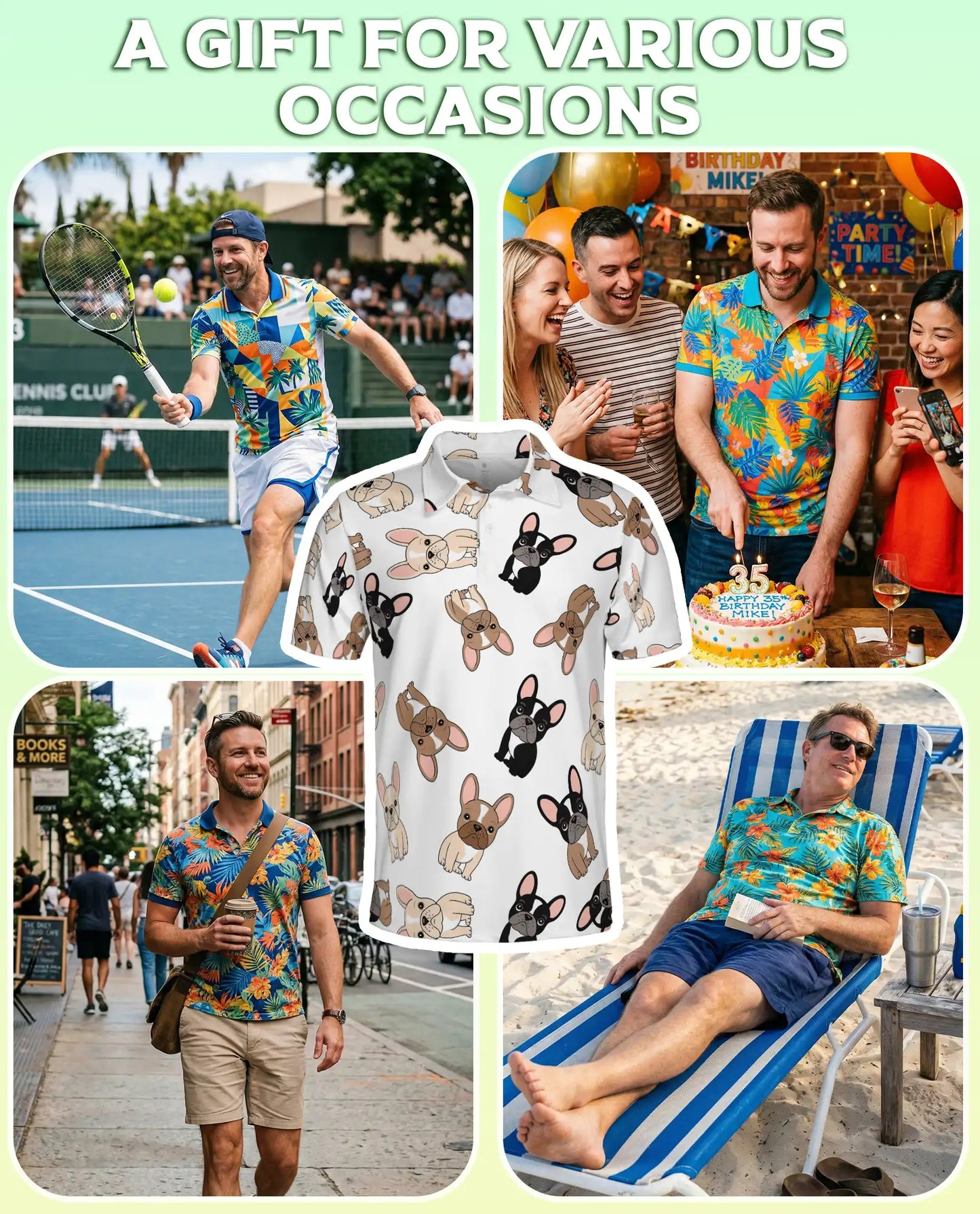 French Bulldog 3D Polo Shirt for Men – Cute Dog Lover Pattern Style | Azhobbyshop