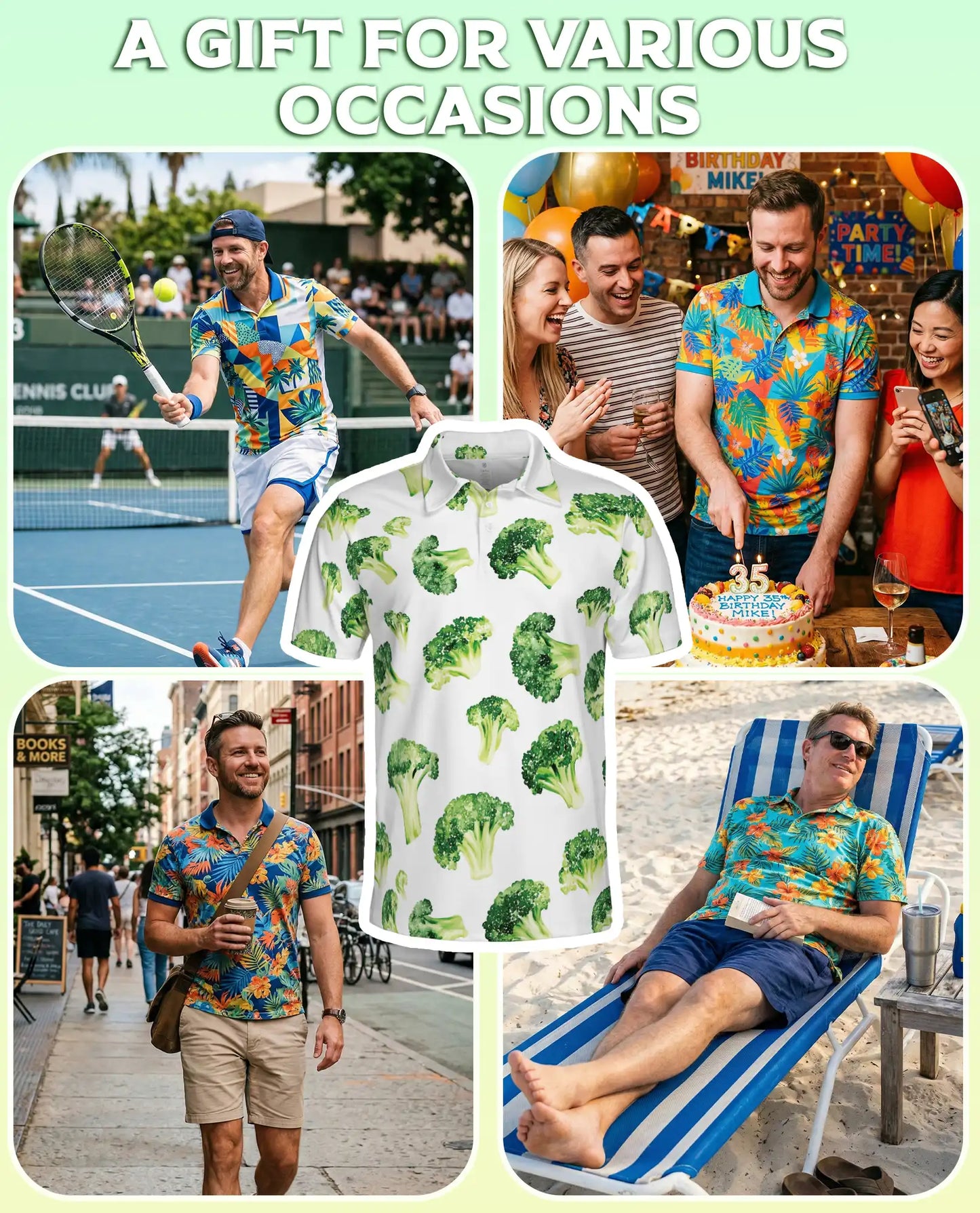 Broccoli Hawaiian Polo Shirt – Funny Vegetable Print Shirt | Azhobbyshop