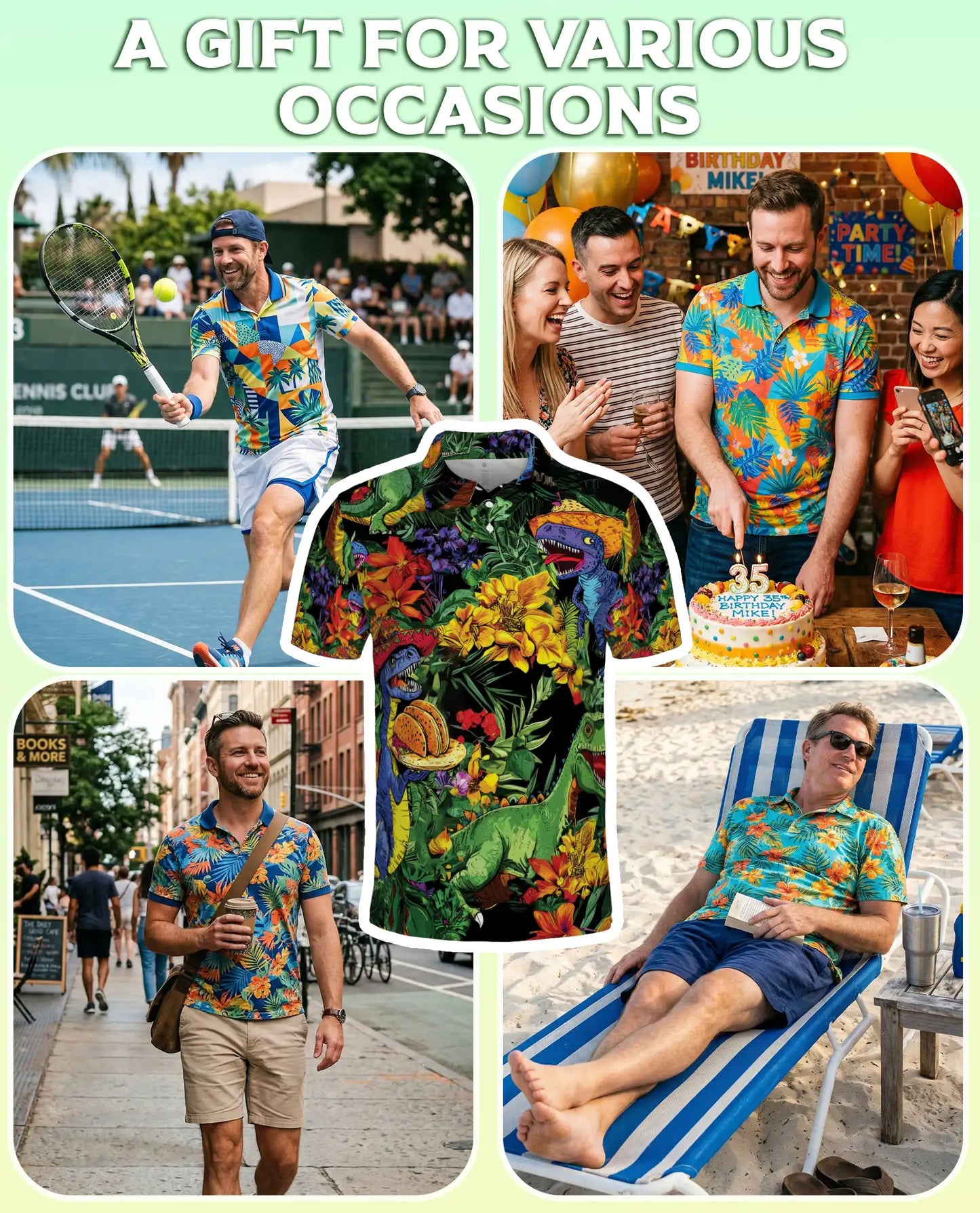 Taco T-Rex Polo Shirt – Funny Dinosaur Hawaiian Style | Azhobbyshop