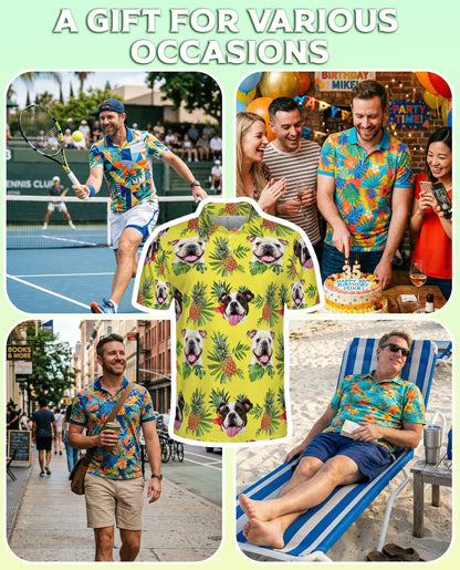 Bulldog Pineapple Tropical Hawaiian Polo Shirt | Azhobbyshop