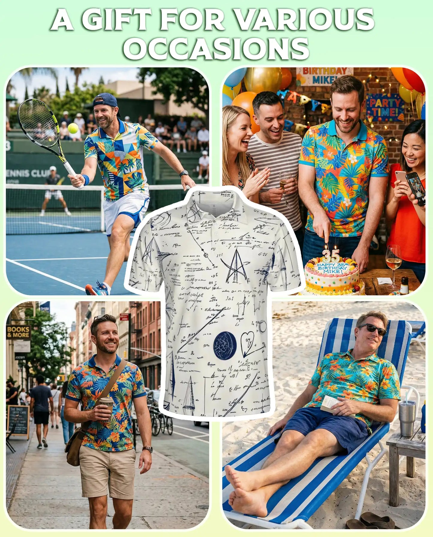 Math Love Pattern Polo Shirt | Azhobbyshop