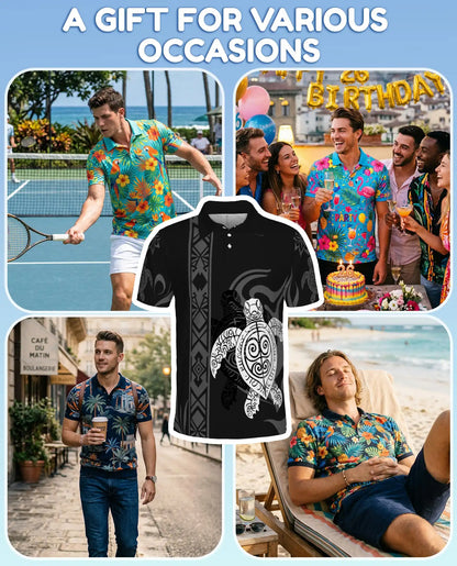 Polynesian Turtle Polo Shirt – Tribal Sea Turtle Hawaiian Style | Azhobbyshop