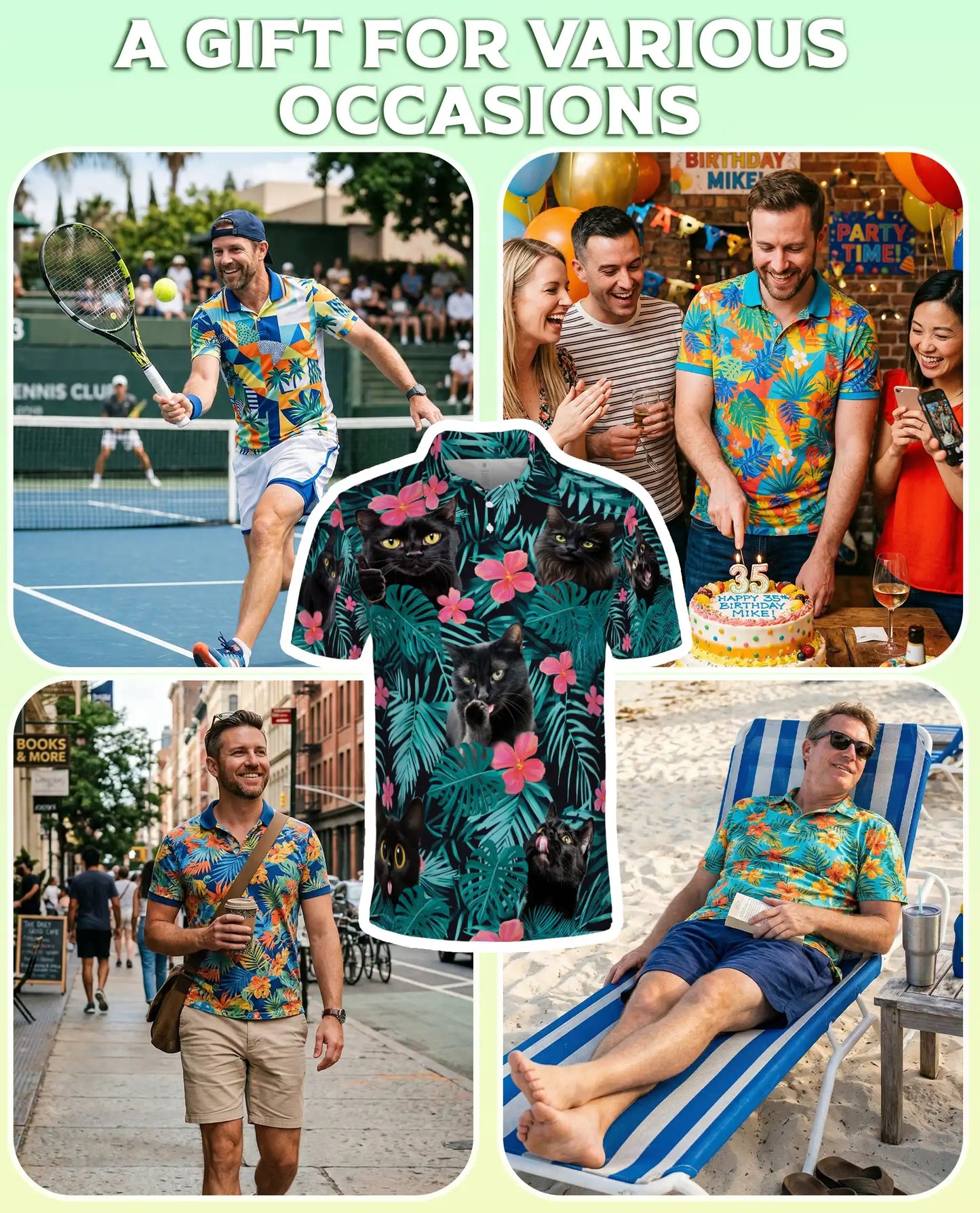 Black Cat Tropical Polo Shirt | Azhobbyshop