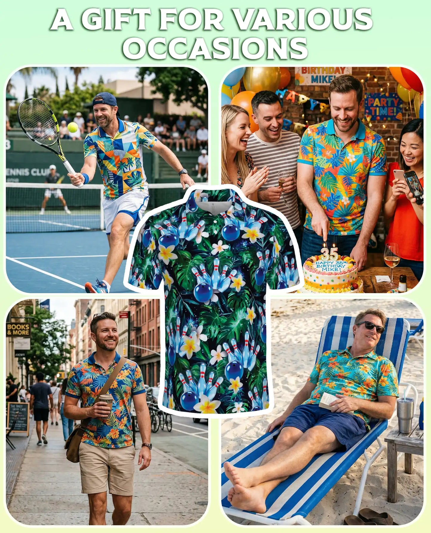 Bowling Tropical 3D Polo Shirt for Men – Floral Island Sport Style | Azhobbyshop