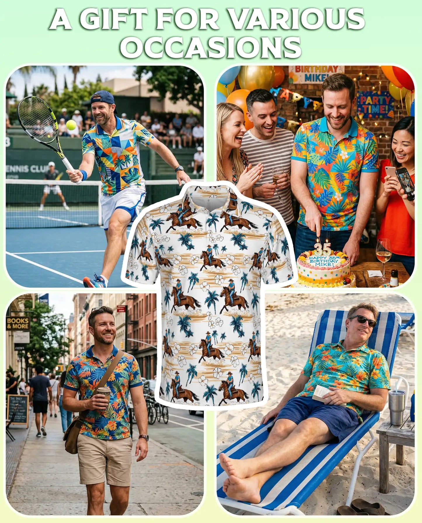 Cowboy Horse Polo Shirt – Western Tropical Beach Style | Azhobbyshop