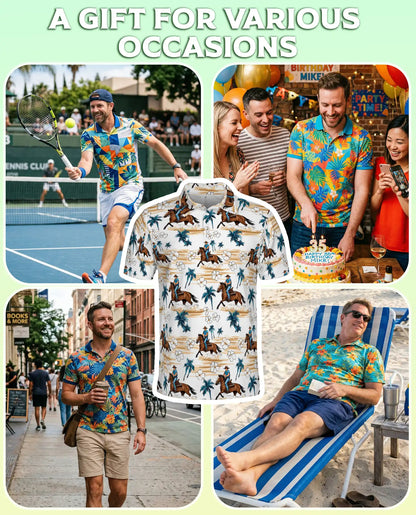 Cowboy Horse Polo Shirt – Western Tropical Beach Style | Azhobbyshop