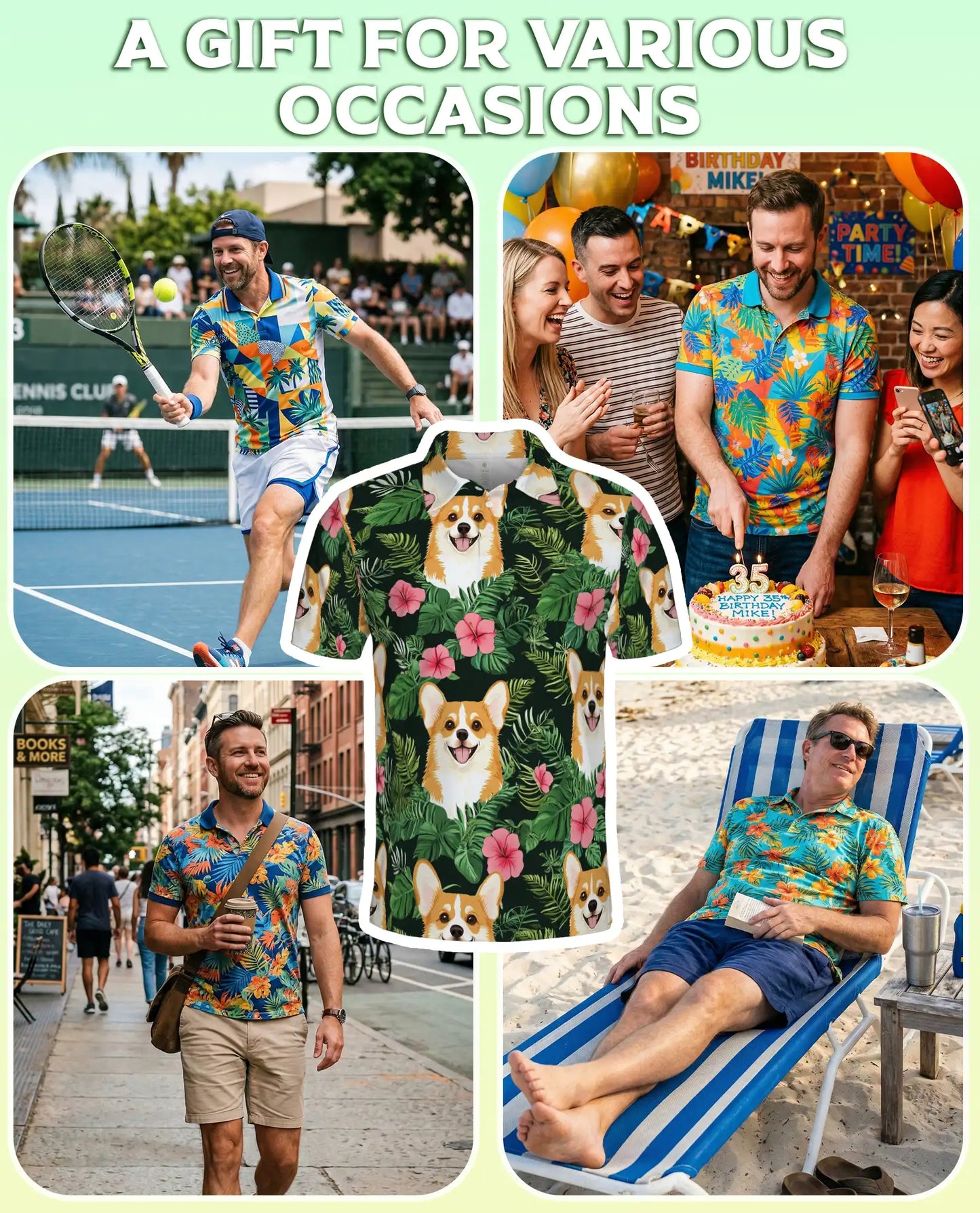 Corgi Love Flower Polo Shirt- Cute Dog Tropical Floral Shirt | Azhobbyshop