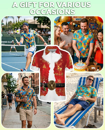Santa Claus Polo Shirt – Christmas Costume 3D Holiday Graphic | Azhobbyshop