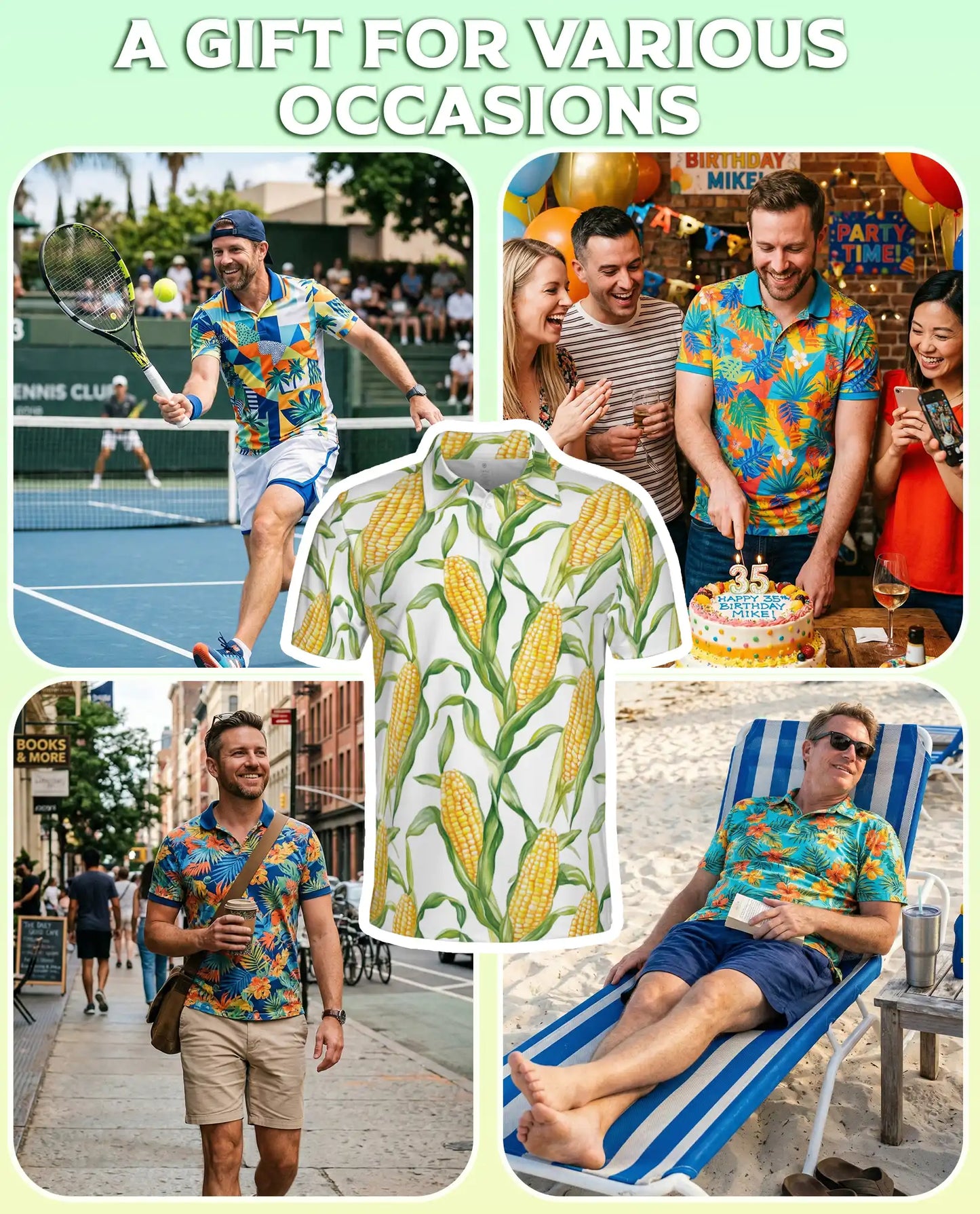 Corn Print Polo Shirt – Fresh Farm Sweet Corn Pattern | Azhobbyshop