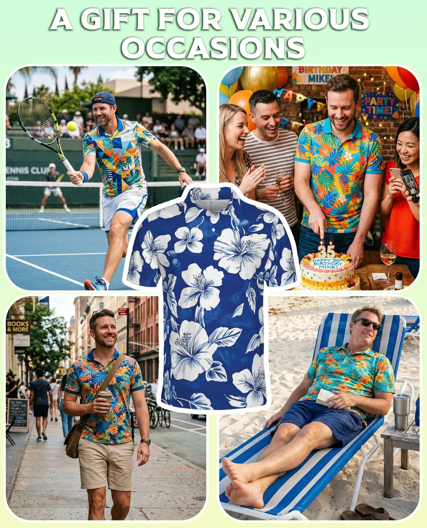 Tropical Hibiscus Polo Shirt- Hawaiian Floral Beach Style | Azhobbyshop