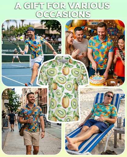 Kiwi Fruit 3D Polo Shirt for Men – Fresh Tropical Summer Style | Azhobbyshop