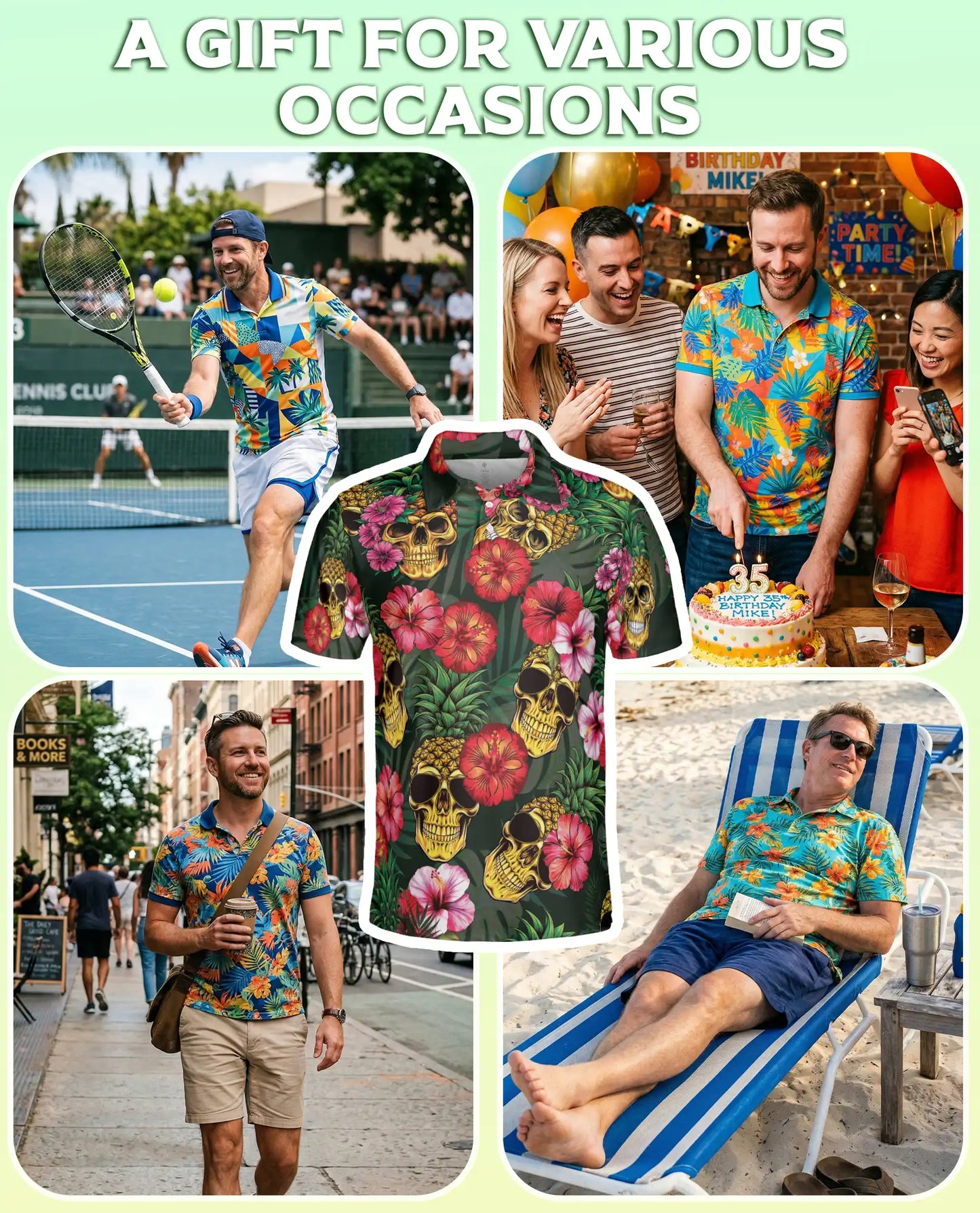 Skull Pineapple 3D Polo Shirt for Men – Tropical Hawaiian Bold Style | Azhobbyshop