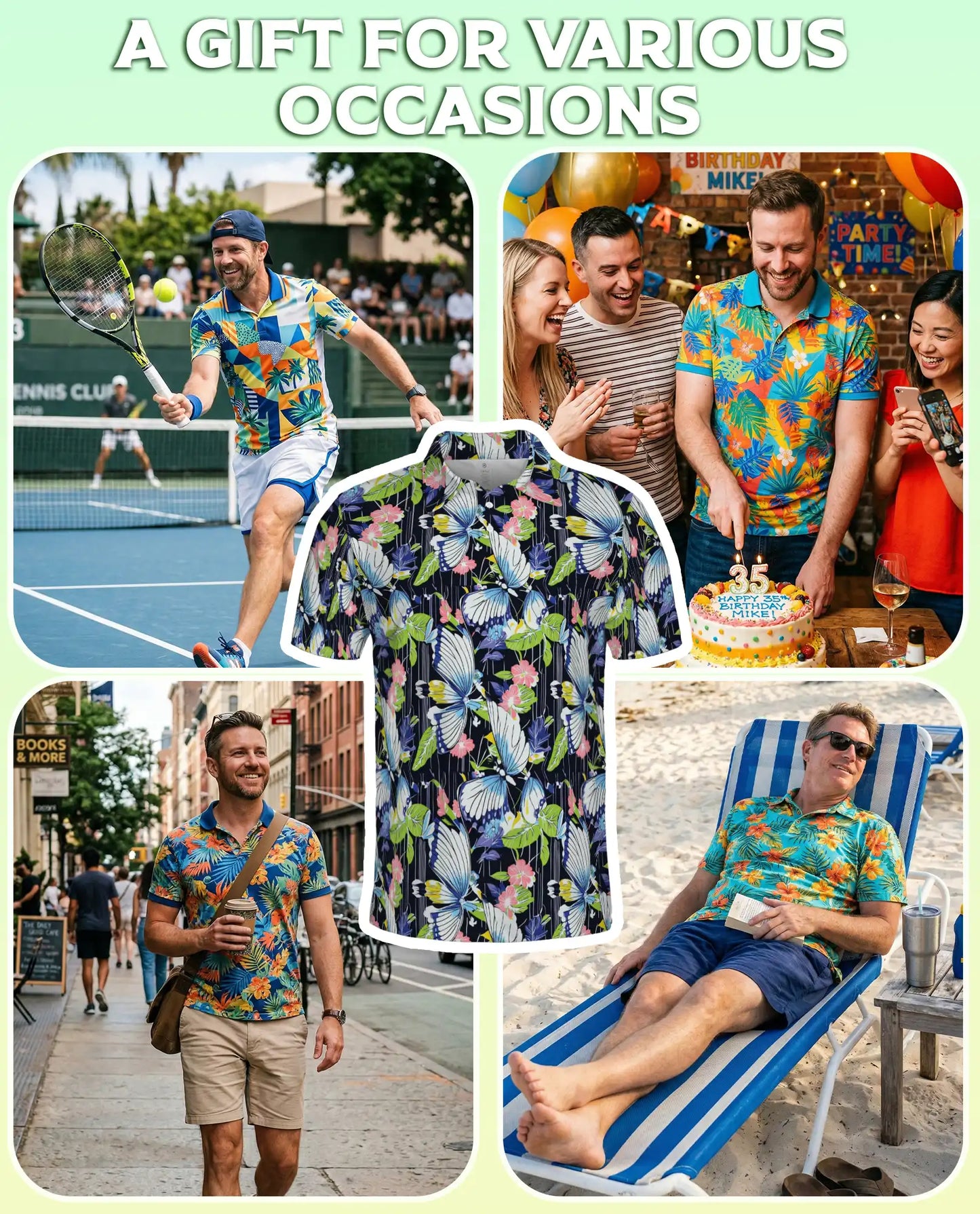 Butterfly Floral 3D Polo Shirt for Men – Tropical Garden Nature Style | Azhobbyshop