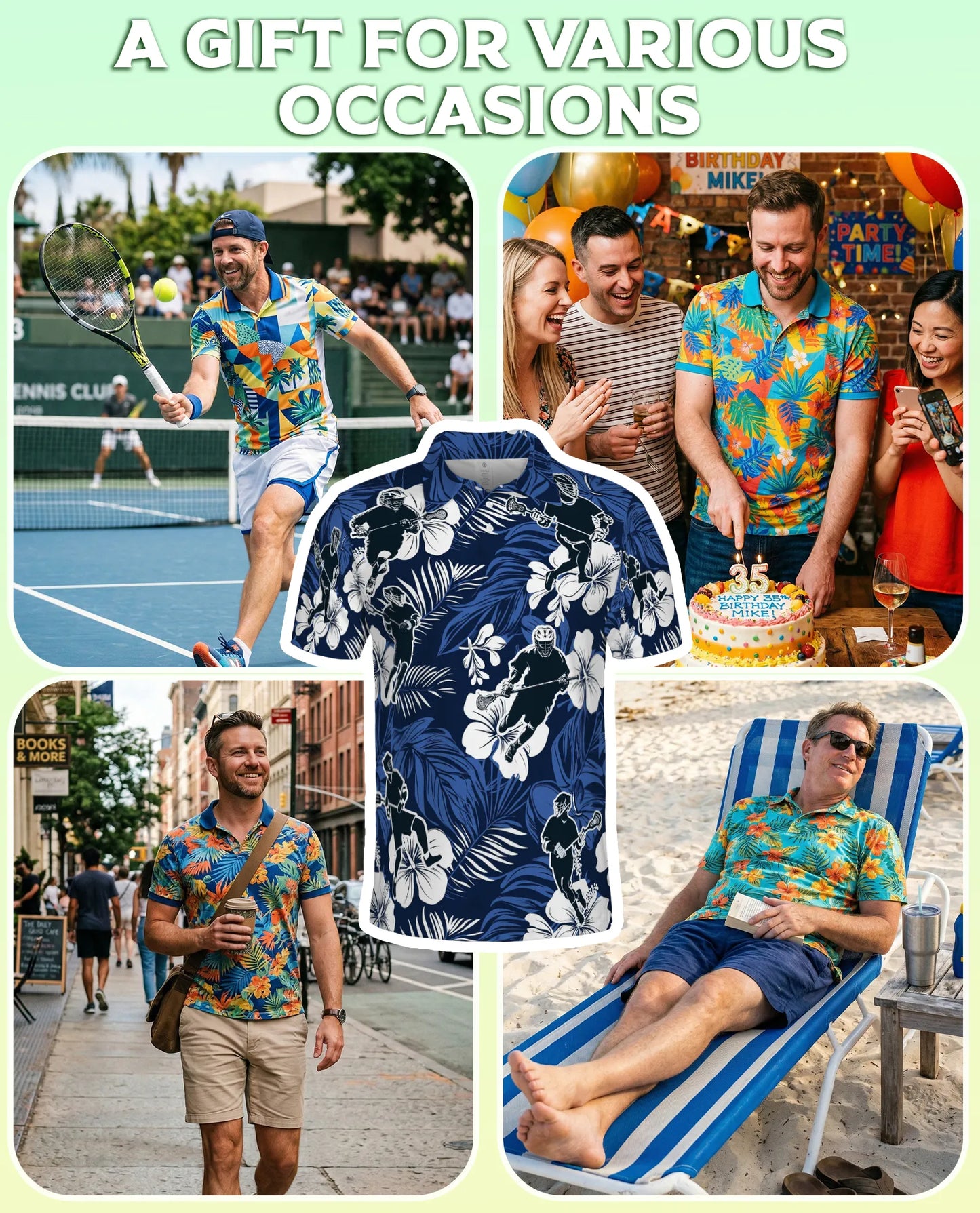 Lacrosse Hawaiian 3D Polo Shirt for Men – Tropical Sports Aloha Style | Azhobbyshop