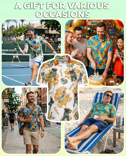Pug Autism Awareness 3D Polo Shirt for Men – Puzzle Dog Support Gift | Azhobbyshop