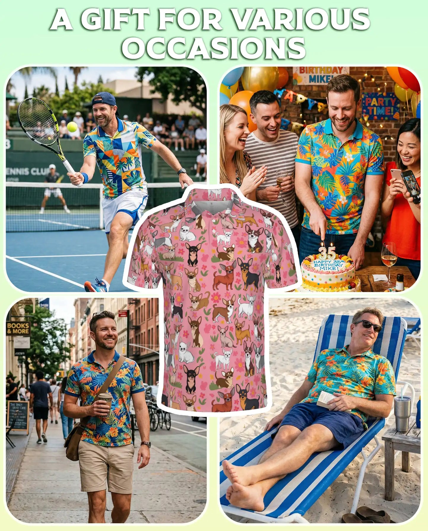 Flowers Chihuahua Pattern Polo Shirt | Azhobbyshop