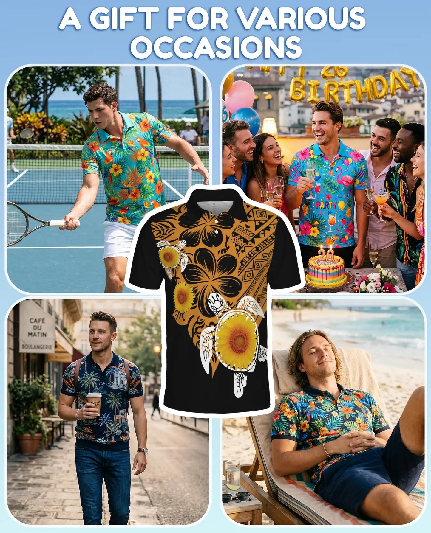 Sunflower Turtle Polynesian Polo Shirt – Tribal Hawaiian Floral Design | Azhobbyshop