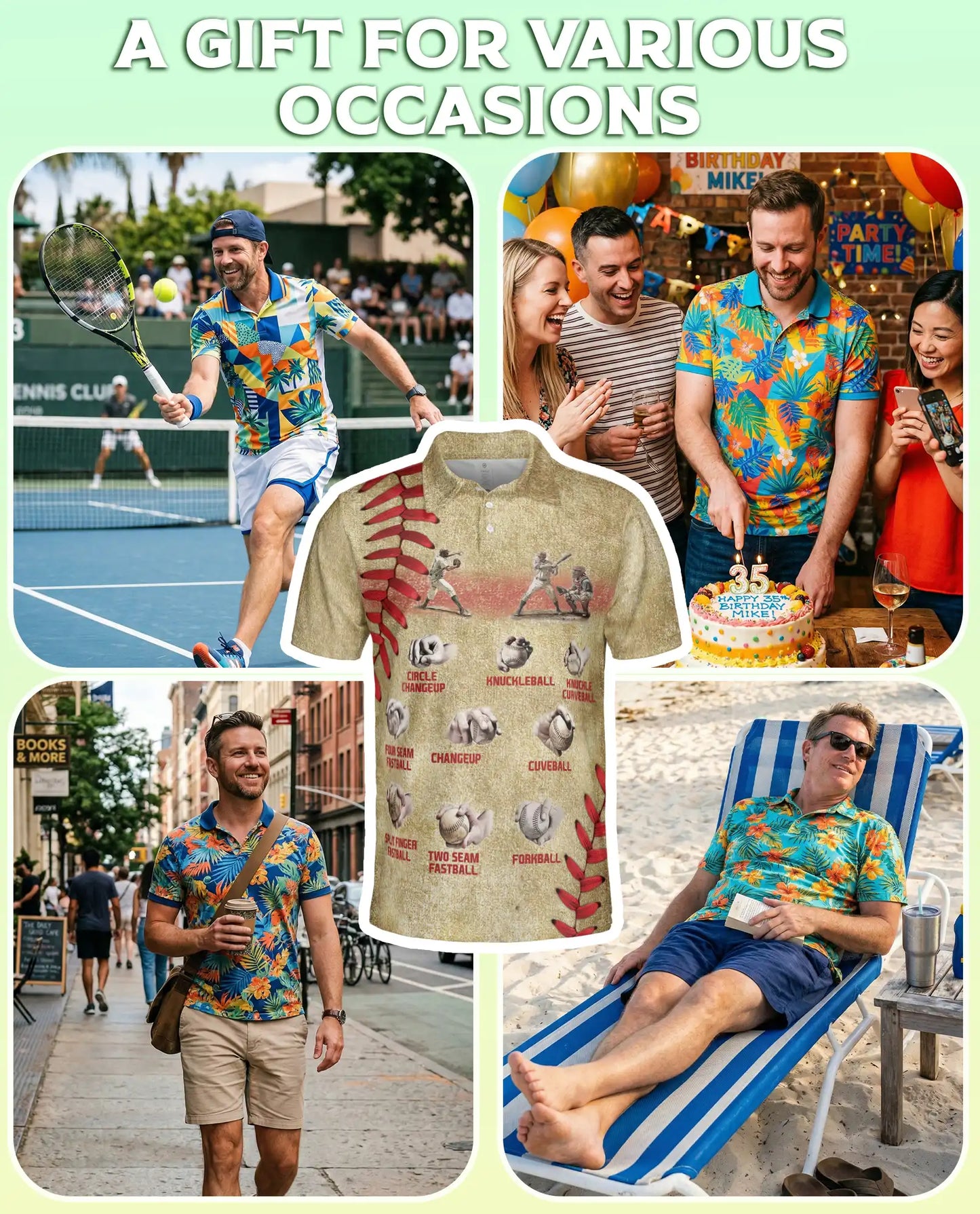 Baseball Pitching 3D Polo Shirt for Men – Pitch Types Coach Player Style | Azhobbyshop