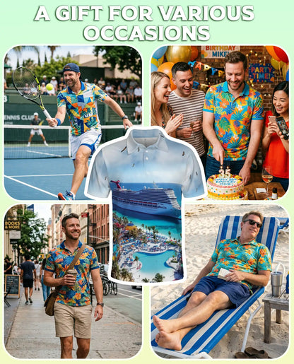 Cruise Ship Hawaiian 3D Polo Shirt for Men – Tropical Vacation Beach Style | Azhobbyshop