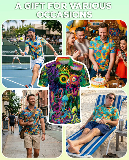 Hippie Octopus Hawaiian Polo Shirt – Psychedelic Trippy Festival Shirt | Azhobbyshop