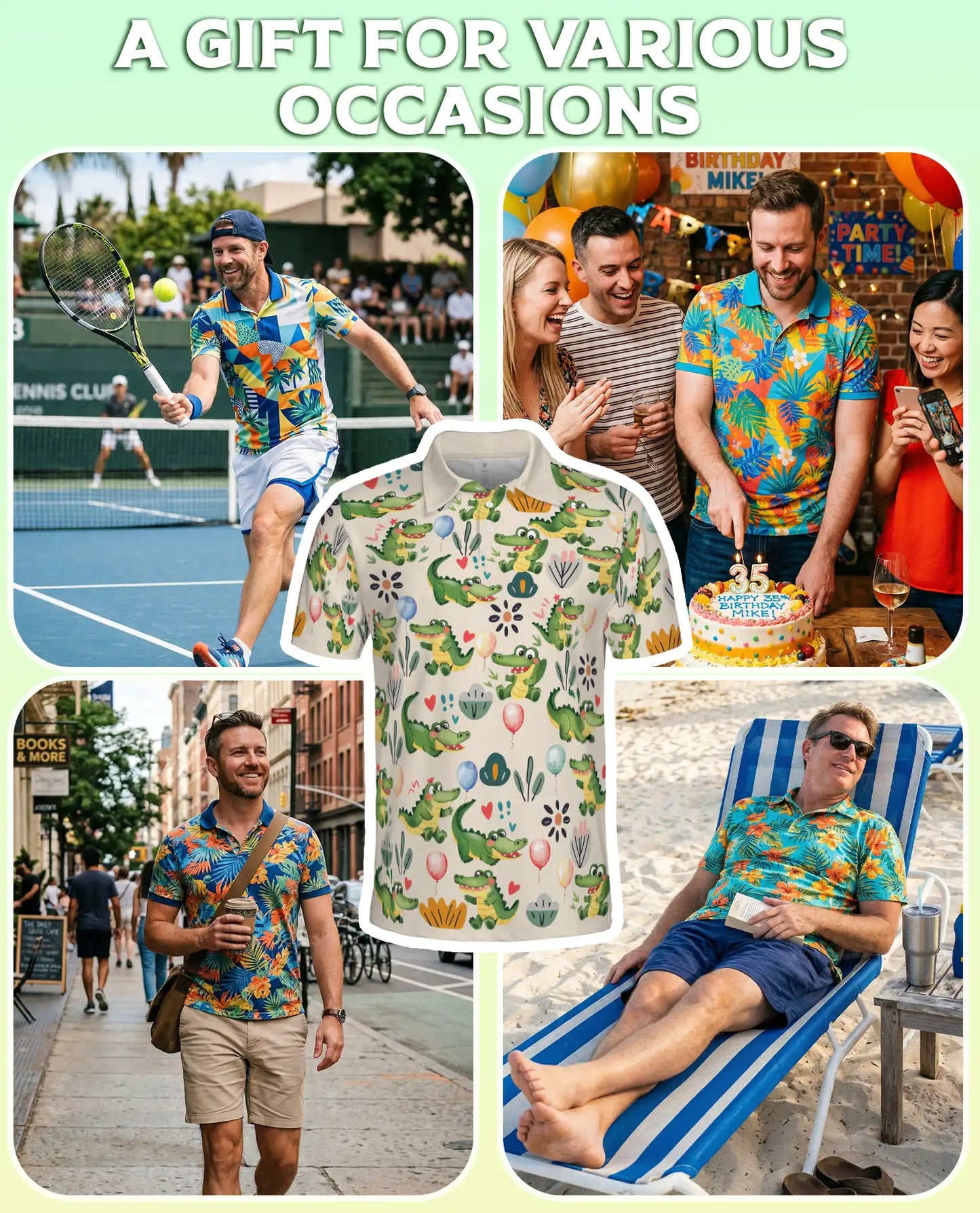 Alligator Polo Shirt – Cute Cartoon Crocodile Pattern | Azhobbyshop