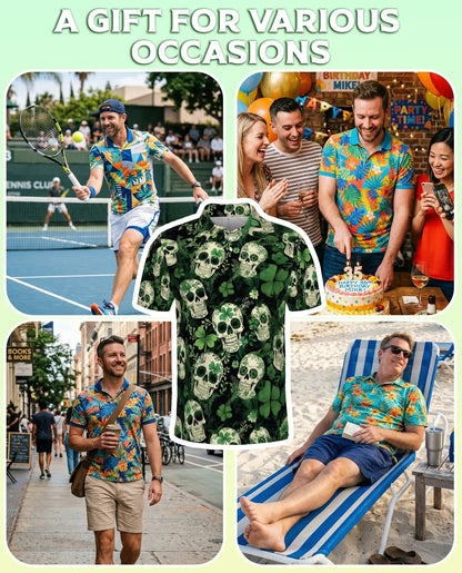 St. Patrick Skull Shamrock Polo Shirt | Azhobbyshop
