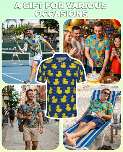 Duck Pattern Polo Shirt Funny Yellow Duck Print | Azhobbyshop