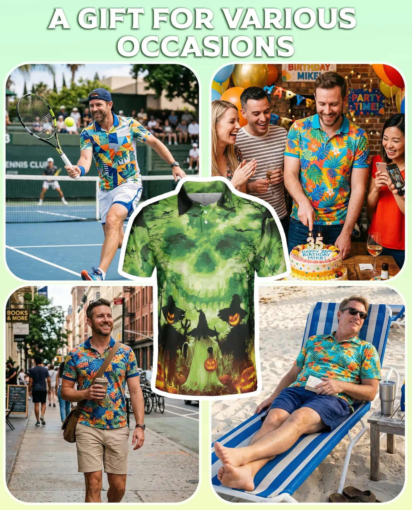 Halloween Ghost Skull 3D Polo Shirt for Men – Spooky Pumpkin Night Design | Azhobbyshop