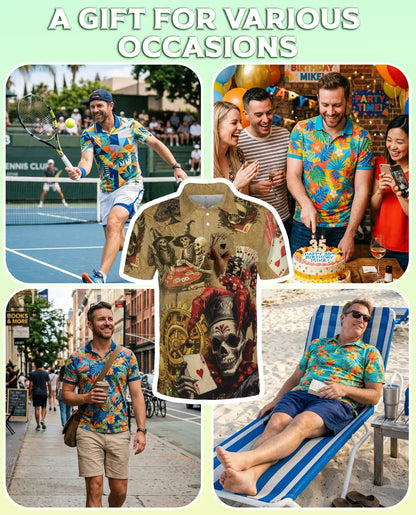 Skull Poker Polo Shirt- Gambling Casino Vintage Style | Azhobbyshop