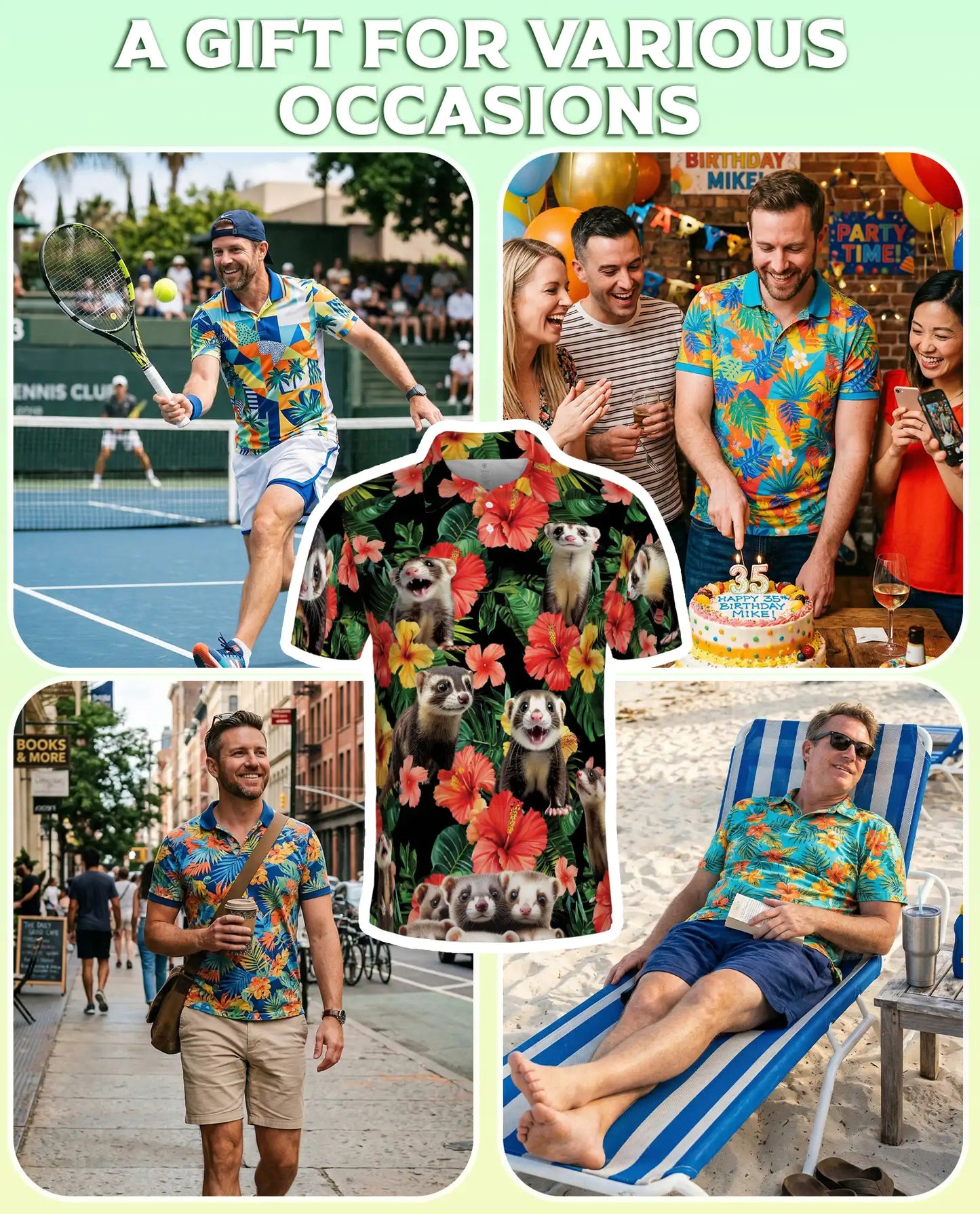Ferrets Tropical Floral Polo Shirt | Azhobbyshop